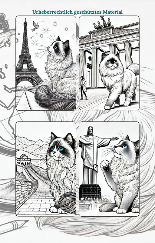 Katzen Malbuch: Cassie & Coco entdecken die Welt - Digitaler Download